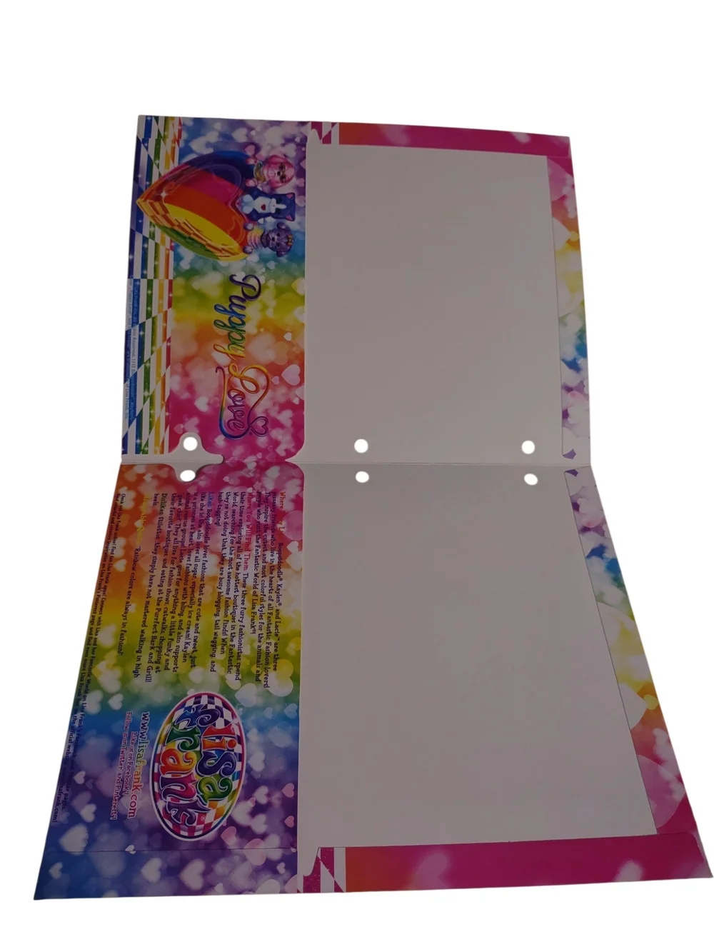 Lisa Frank Glitter Rainbow Heart Notebook Binder Pocket